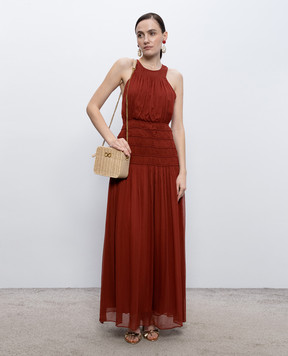 Twinset Коричнева сукня максі з драпіруванням 261TT2041