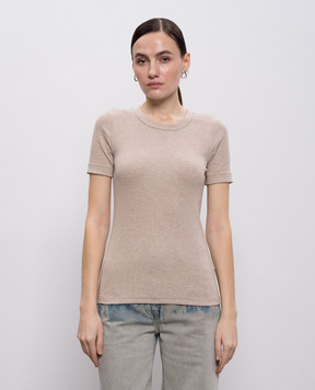 Peserico Бежева меланжева футболка з відворотами S06840J005669