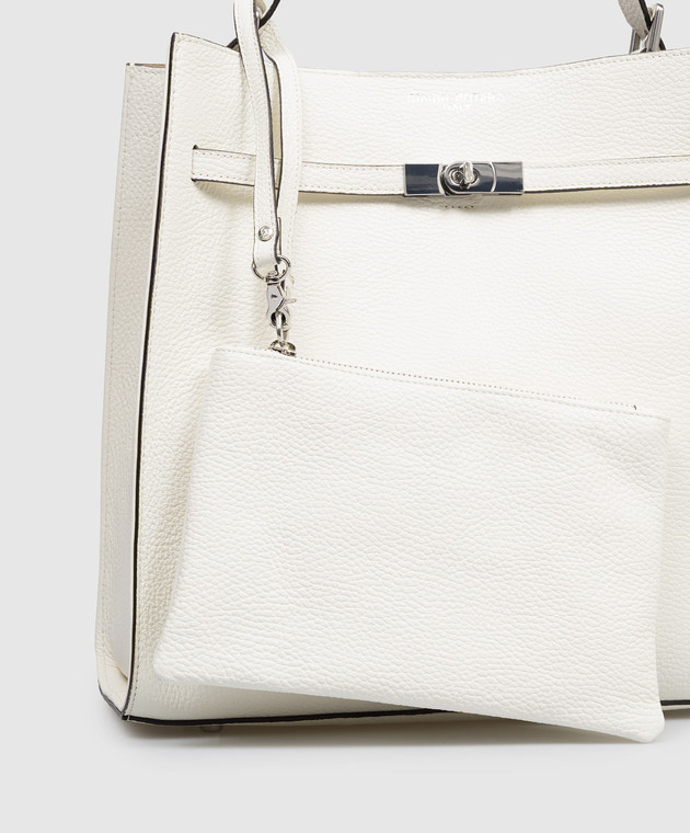 Gianni Notaro Кожаная сумка цвета айвори DOLLARO с принтом логотипа 255DOLLARONIKEL изображение 4