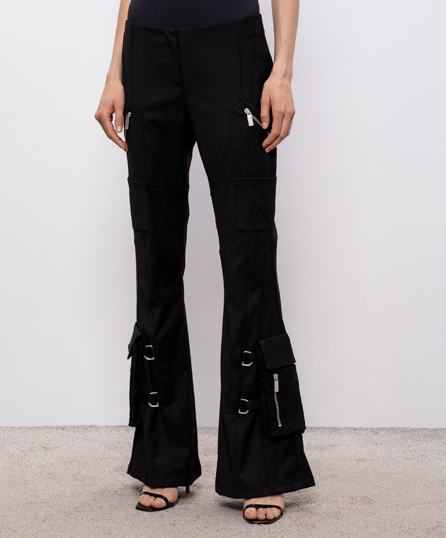 Off-White Чорні штани кльош з вовною 2LH00268G зображення 3