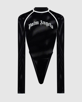 Palm Angels Чорне боді з принтом логотипа PAWDD001FB0011003