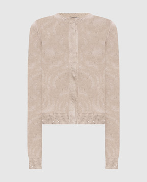 Brunello Cucinelli Бежевий кардиган з льону та шовку M10550216