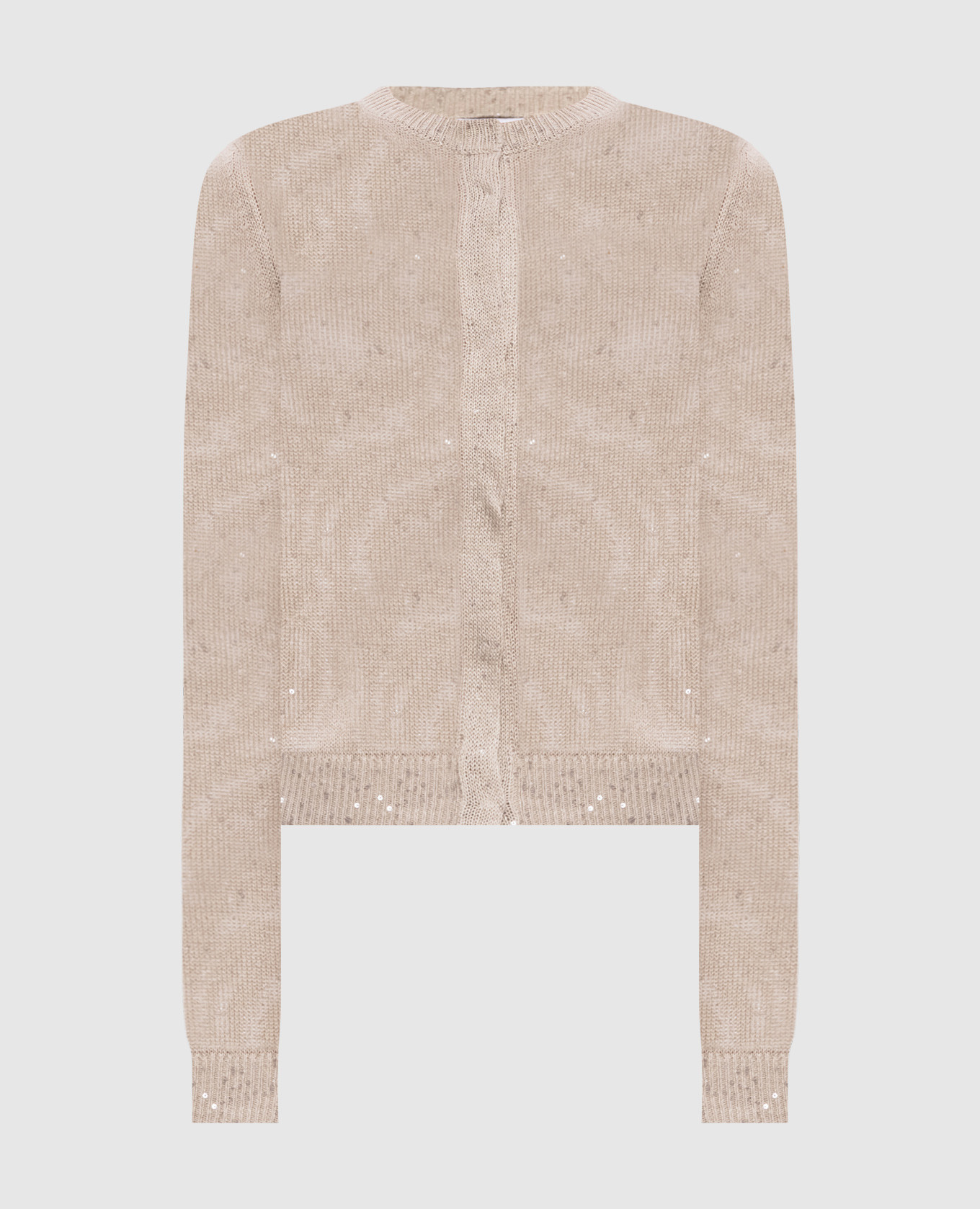 Бежевый кардиган из льна и шелка