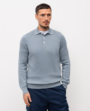 Brunello Cucinelli Голубое поло в рубчик M29400105