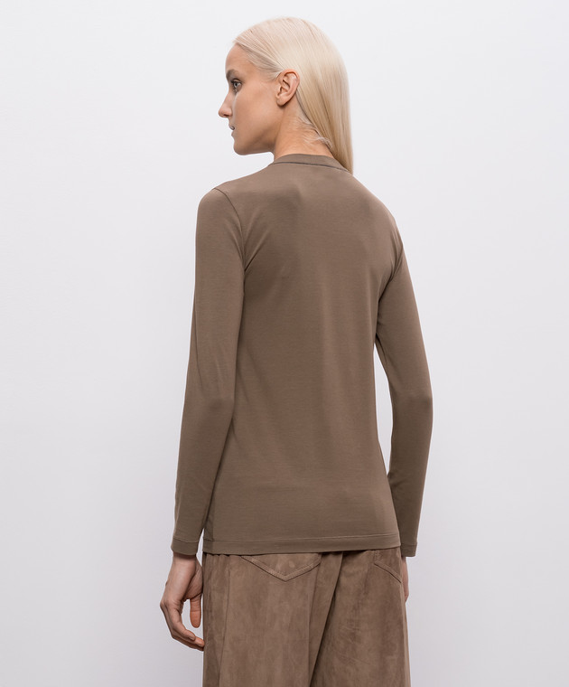 Brunello Cucinelli Коричневый лонгслив с цепочкой мониль MPT18B0107 изображение 4