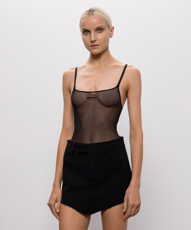 Vetements Черное боди с фактурным логотипом WH27BO124B изображение 3