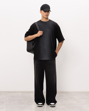 AMIRI Чорна футболка з вишивкою логотипа AMTOJR1157