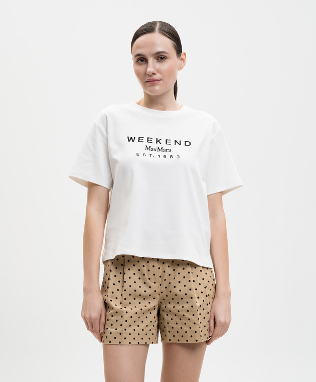 Max Mara Weekend Белая футболка с вышивкой логотипа WKDSABATO изображение 3