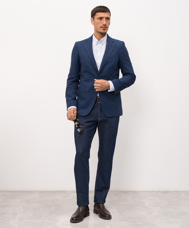 Florentino Синий пиджак с льном 126933610302 изображение 2