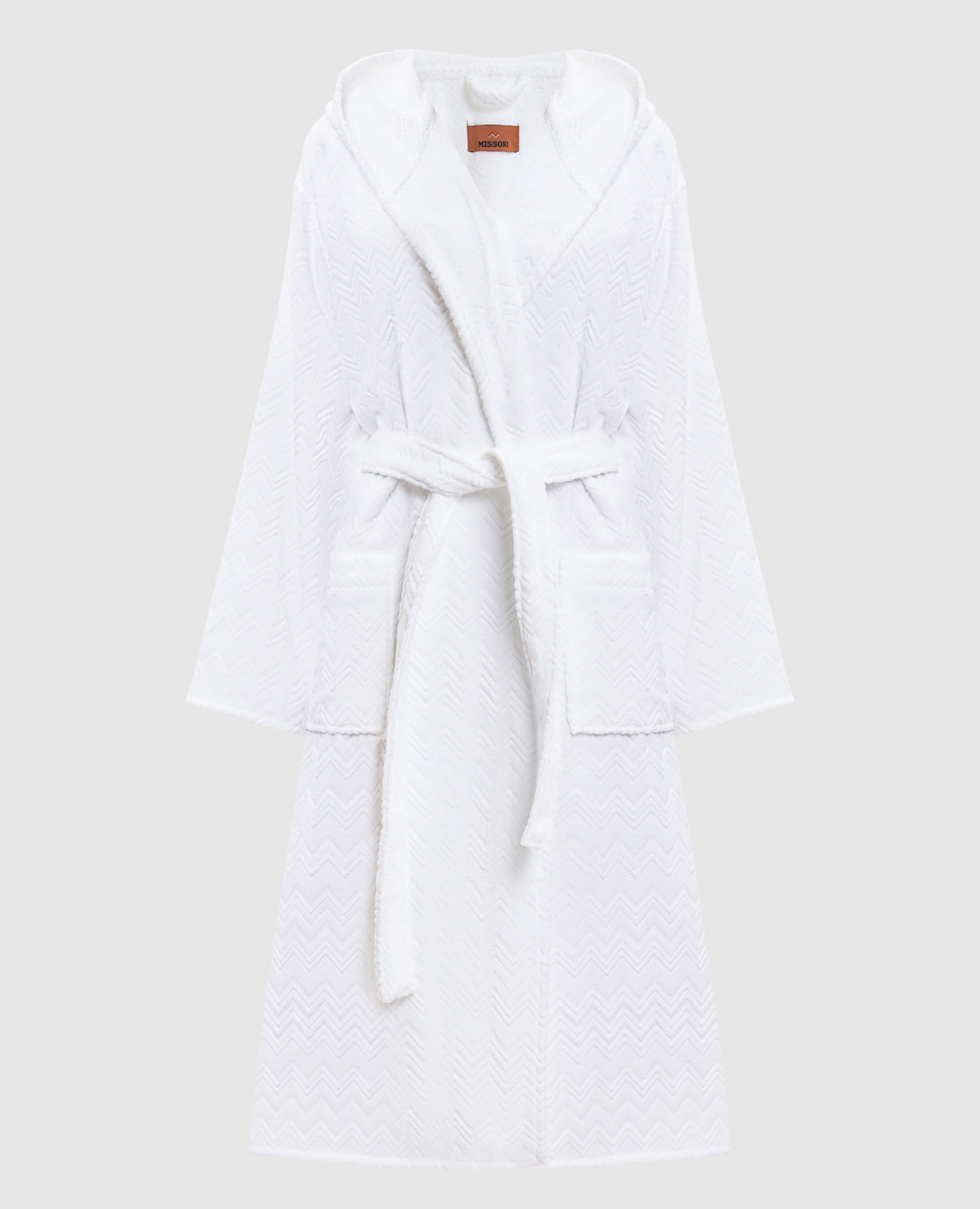 Белый махровый халат Chalk в брендовый узор