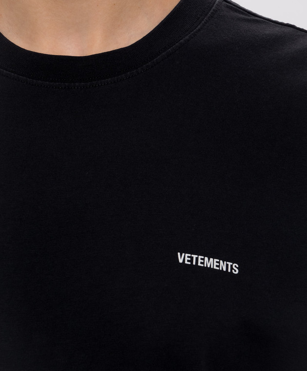 Vetements Чорна футболка з принтом логотипа MH27TR161Bw зображення 5
