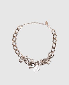 Off-White Серебристая цепь-чокер Piercing OWOA12YS26MET001
