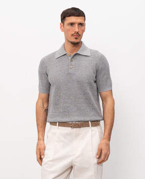 Brunello Cucinelli Сіре в'язане поло з льоном M2L707715