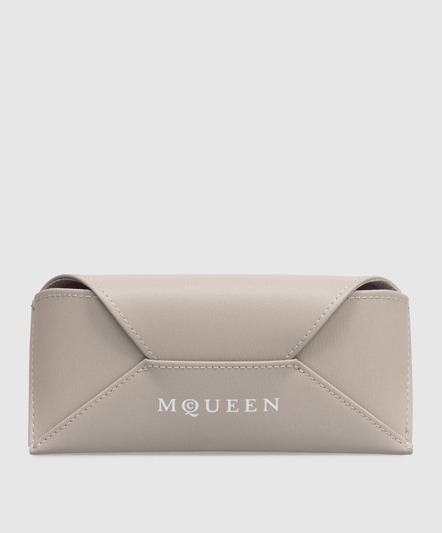 Alexander McQueen Коричневые солнцезащитные очки с эффектом черепахового панциря 861658J0749 изображение 5