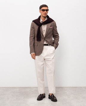 Brunello Cucinelli Бежева сорочка з льону MA6980618