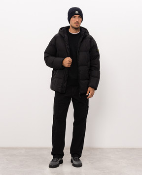 Stone Island Чорний пуховик з патчем логотипа L2S154100037S0A23