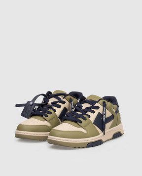 Off-White Детские кроссовки цвета хаки Out Of Office OBIA011S26LEA001
