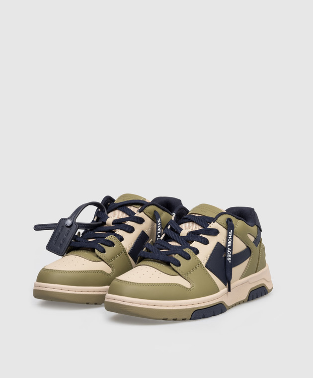 Off-White Детские кроссовки цвета хаки Out Of Office OBIA011S26LEA001 изображение 2
