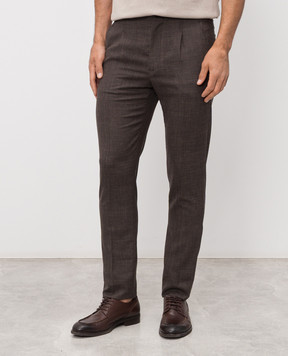 Enrico Mandelli Коричневі штани з вовни, шовку та льону GYM02B6020