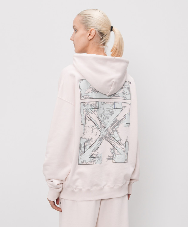 Off-White Рожеве худі з принтом Paint Arrow 44MBB085S26F00J зображення 4
