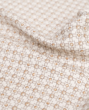 Brunello Cucinelli Бежева двостороння хустка-паше із шовку в геометричний принт MX8660091