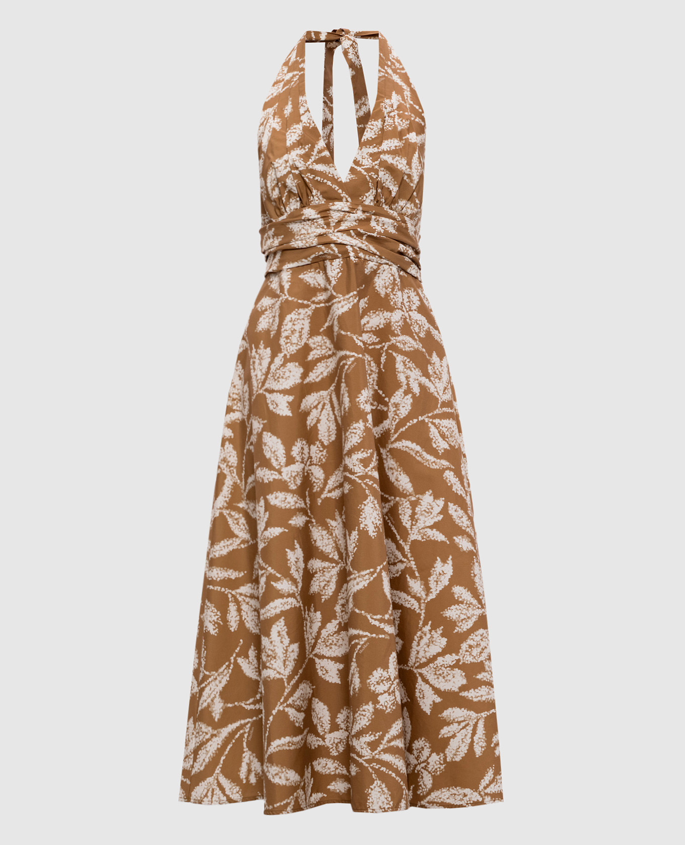 

Коричневое платье BELLA с открытой спиной, Коричневый, Повседневные платья