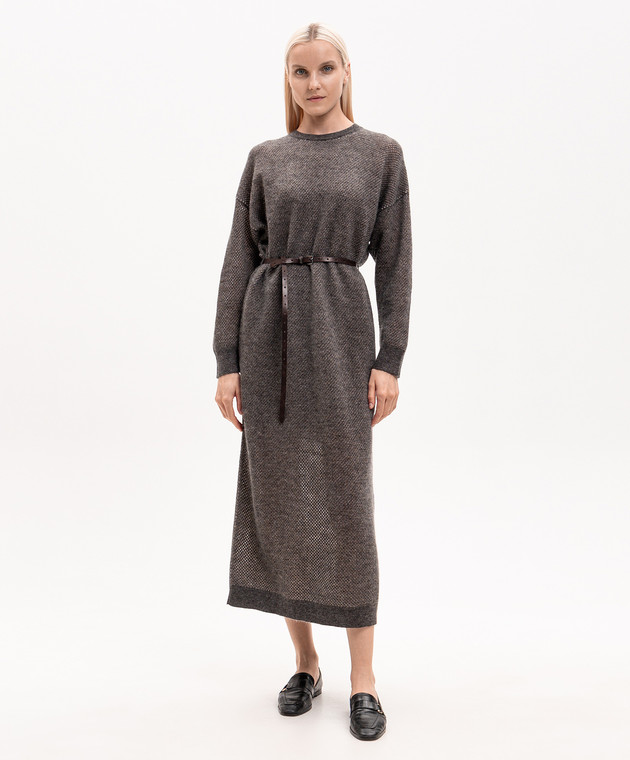 Brunello Cucinelli Сіра сукня міді з вовною MGG270A90P зображення 3