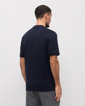 Brunello Cucinelli Синяя футболка с брендовым принтом M0B138520