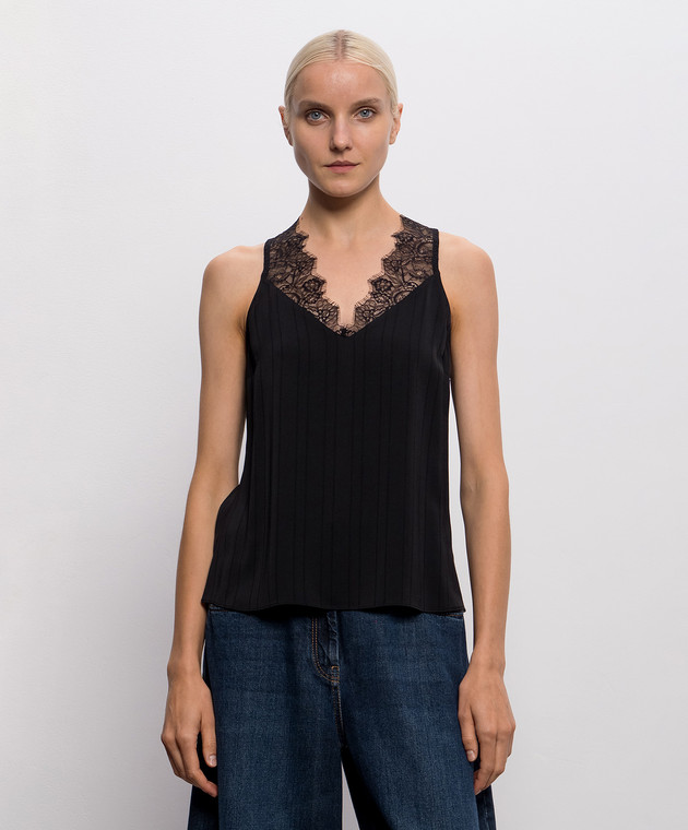 Twinset Чорний топ з мереживом 262TP2124 зображення 3