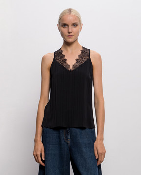 Twinset Черный топ с кружевом 262TP2124