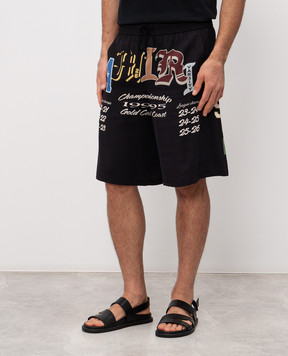 AMIRI Чорні шорти Varsity з принтом AMBMSO1028