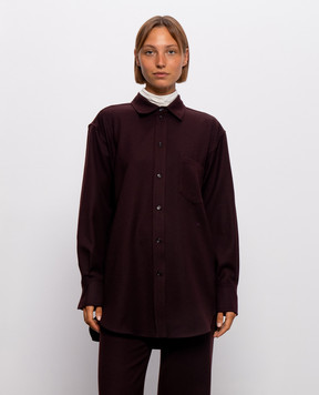 Victoria Beckham Бордовая рубашка из шерсти 1326WSH007515A