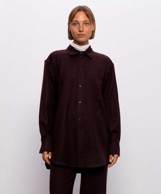 Victoria Beckham Бордовая рубашка из шерсти 1326WSH007515A изображение 3