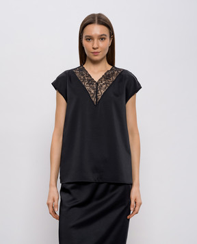 Max Mara Weekend Черный топ WKDSTAFFA с кружевом WKDSTAFFA