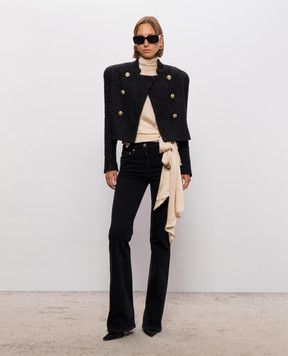 Balmain Черный двухбортный твидовый жакет JA0000000061
