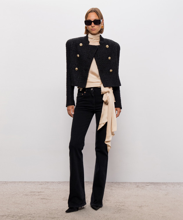 Balmain Черный двубортный твидовый жакет JA0000000061 изображение 2