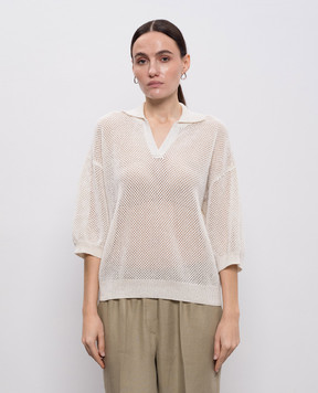 Peserico Білий ажурний пуловер з паєтками A99031F129234R