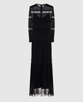 Twinset Чорна сукня максі з мереживом 262TT2630