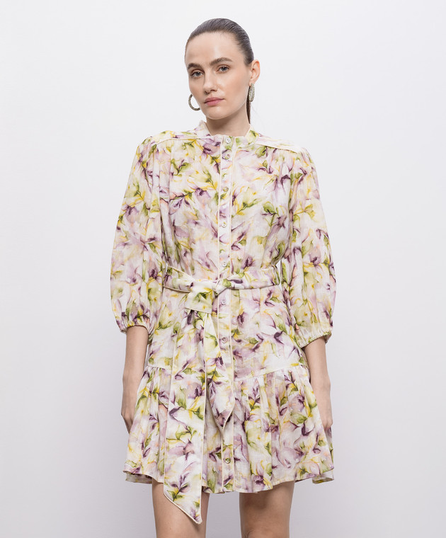 Christy Lynn Сукня Rianne з льону в акварельний принт CLD144BF55 зображення 3