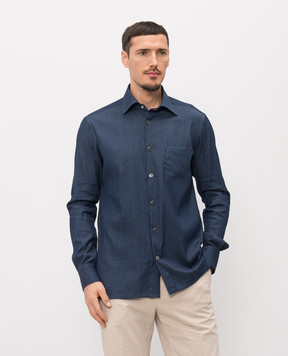 Kiton Синя сорочка на кнопках UMCNERHH09696