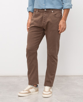 Brunello Cucinelli Коричневые джинсы с патчем логотипа M277PX1290