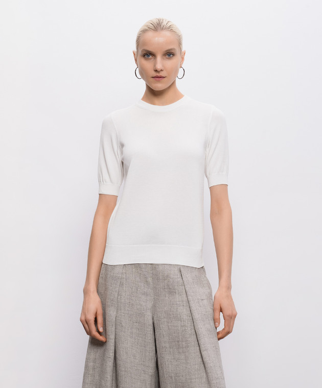 Intoca Белая футболка с манжетами 261SUVINPO0403 изображение 3