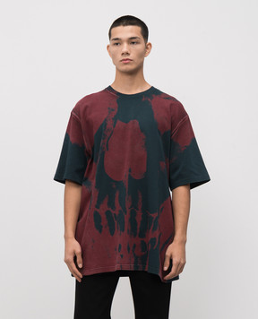 Alexander McQueen Синяя футболка в принт 848931QTAEB