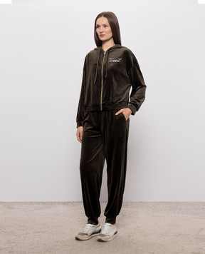 Twinset Велюровий спортивний костюм кольору хакі 262LI2TAA