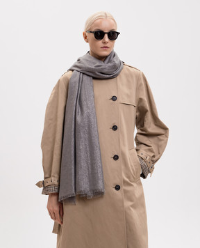 Brunello Cucinelli Серый палантин с кашемиром и шелком с люрексом MSCDAR097P