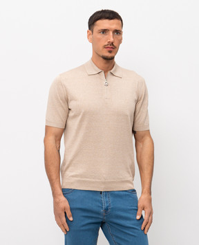 Stefano Ricci Бежеве поло із шовком та льоном з емблемою K616445P30F26112