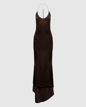 Tom Ford Коричневое платье из шелка с открытой спиной AB3711FAX1720