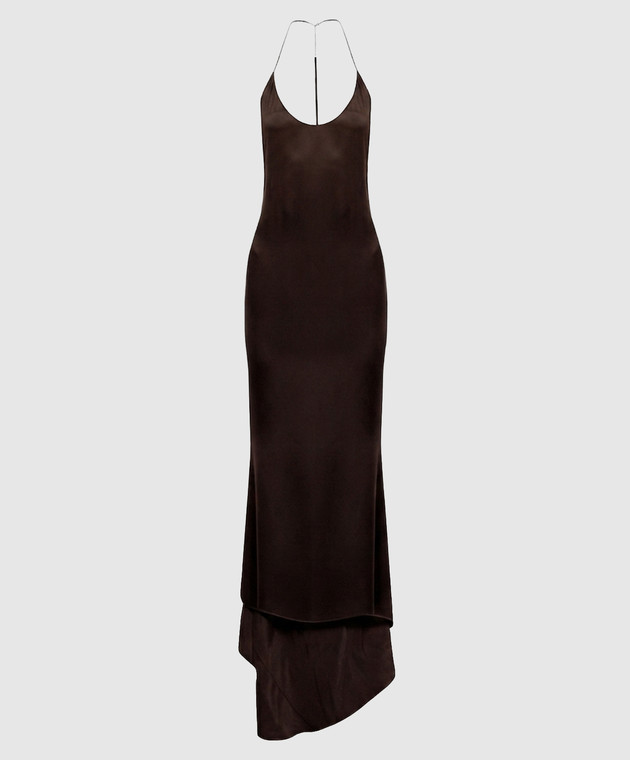 Tom Ford Коричневое платье из шелка с открытой спиной AB3711FAX1720