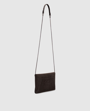 Brunello Cucinelli Темно-коричневый замшевый клатч с тиснением логотипа MWDLD2722P