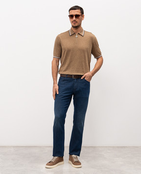 Stefano Ricci Коричневое поло из льна K919070P31T26104